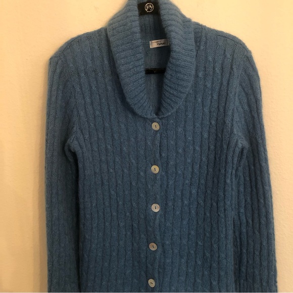 La Ferme Du Mohair French Mohair Cable Knit Sweater Cardigan M - Picture 4 of 11